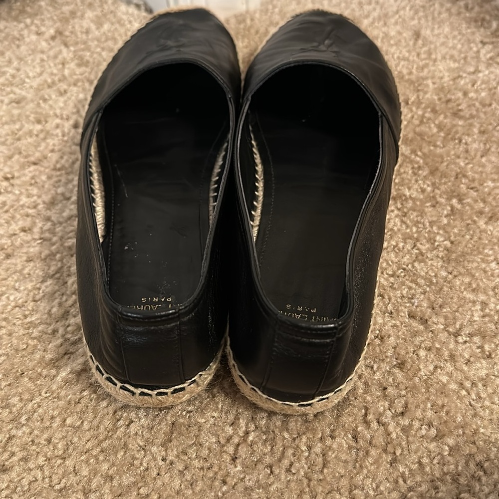 Saint Laurent Logo black leather espadrilles Sz 39 - Picture 4 of 12